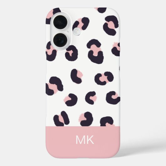 Roze Luipaardprint met Monogram Case-Mate iPhone Case (Achterkant)