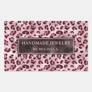 Roze Luipaardprint Met Nepfolie En Aangepaste Teks Rechthoekige Sticker