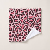 Roze Luipaardprint Monogram Badhanddoekenset Bad Handdoek (Wasdoekje)