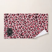 Roze Luipaardprint Monogram Badhanddoekenset Bad Handdoek (Handdoek)