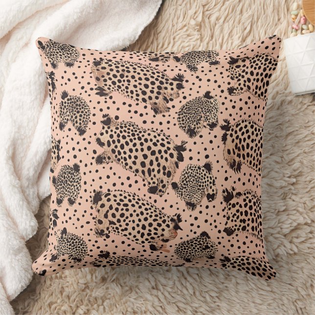 Roze Luipaardprint Patroon – Chic Dier Kussen (Deken)