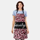 Roze Luipaardprint Persoonlijk Retro Trendy Schort (Gedragen)