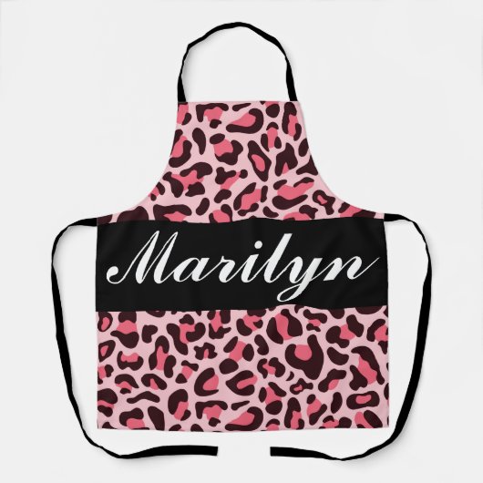 Roze Luipaardprint Persoonlijk Retro Trendy Schort (Voorkant)