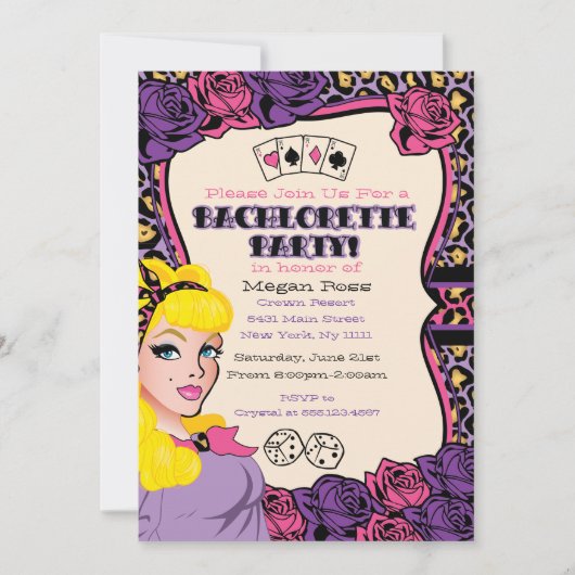 Roze Luipaardprint, Pin-up Feest Uitnodigingen (Voorkant)