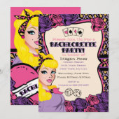 Roze luipaardprint, pin-up feestuitnodigingen kaart (Voorkant / Achterkant)
