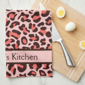 Roze Luipaardprint Retro Keukenhanddoek (Quarter Fold)
