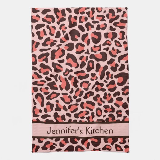 Roze Luipaardprint Retro Keukenhanddoek (Verticaal)