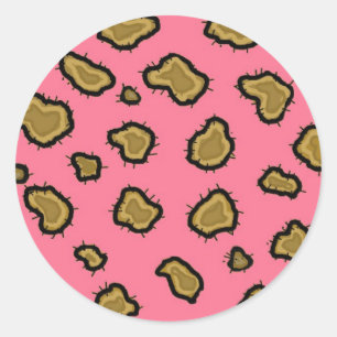 Roze Luipaardprint Ronde Sticker
