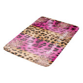 Roze Luipaardprint Roze Goud Glanzende Glitter Badmat (Gekanteld)