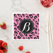 Roze luipaardprint servetten met eigen monogram (Insitu)