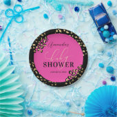 Roze Luipaardprint Shower Papieren Bordje (Feest)