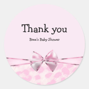Roze & Luipaardprint Strik Chic Glam Dierenprint Ronde Sticker