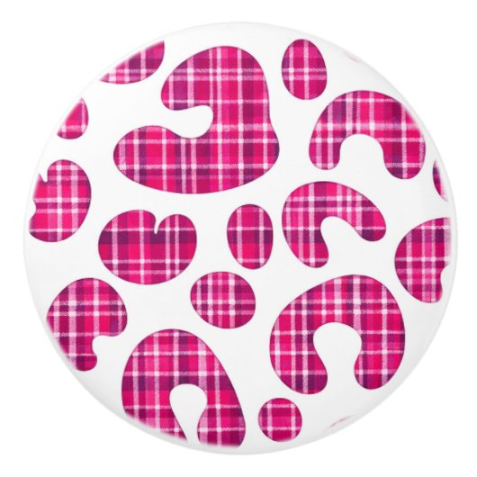 Roze luipaardprint tartan knop Schots (Voorkant)