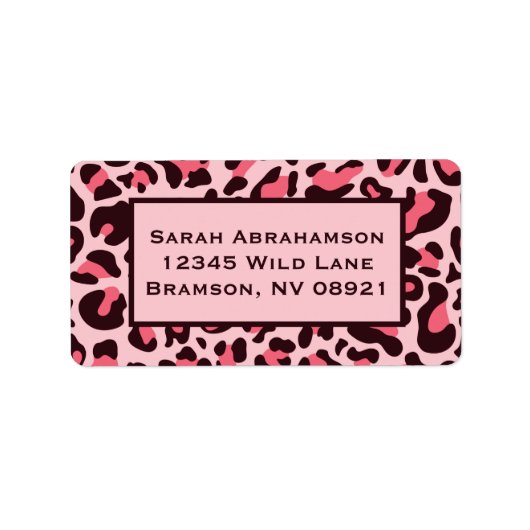 Roze Luipaardprint Wilde Retouradreslabels Etiket (Voorkant)