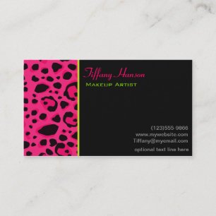 Roze Luipaardprint Zakelijke Kaart met Neon Visitekaartje