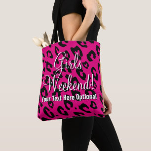 Roze luipaardvlek rozetten meiden weekend boodscha tote bag