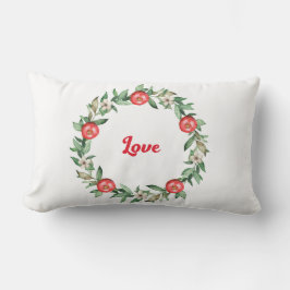 Roze Lumbale Bloemen Kussen met Cursieve Print-Lov