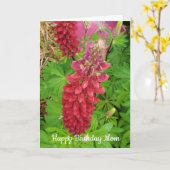  roze lupine Floral mam Birthday Kaart (Gele Bloem)