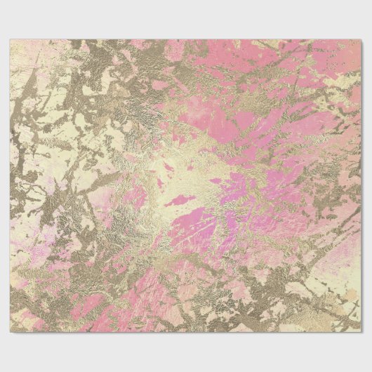 Roze Lux Gold Marble Pastel Unicorn Abstract Cadeaupapier (Vlak)