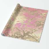 Roze Lux Gold Marble Pastel Unicorn Abstract Cadeaupapier (Uitgerold)