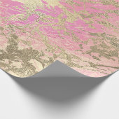 Roze Lux Gold Marble Pastel Unicorn Abstract Cadeaupapier (Hoek)