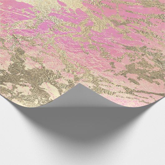 Roze Lux Gold Marble Pastel Unicorn Abstract Cadeaupapier (Hoek)