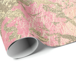 Roze Lux Gold Marble Pastel Unicorn Abstract Cadeaupapier