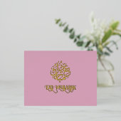 Roze Luxe Gold Folie Eid Mubarak Kaart (Staand Voorkant)