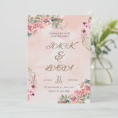 Roze Luxe Huwelijksuitnodiging Kaart (Staand voorkant)