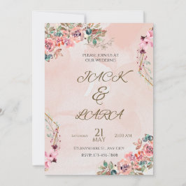 Roze Luxe Huwelijksuitnodiging Kaart
