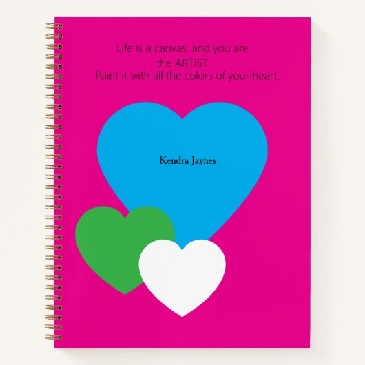 Roze luxe notitieboek met harten (Voorkant)