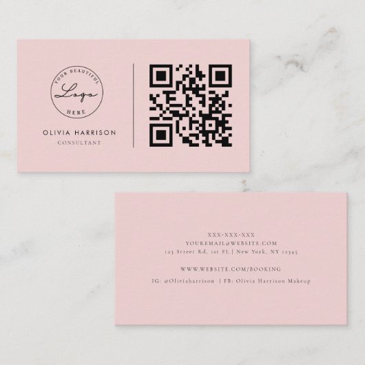 Roze luxemburalist QR Code Professional Visitekaartje (Voorkant / Achterkant)