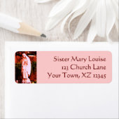 Roze Maagd Maria Standbeeld Etiket (Insitu)