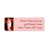 Roze Maagd Maria Standbeeld Etiket (Voorkant)