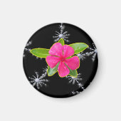 Roze maagdenpalm fractal splash magneet (Voorkant)