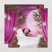 Roze Maan Baby Meisje Douche Uitnodigingen (Voorkant / Achterkant)