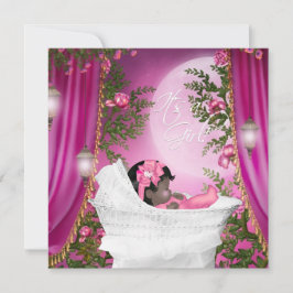 Roze Maan Baby Meisje Douche Uitnodigingen