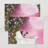 Roze Maan Baby Meisje Douche Uitnodigingen (Voorkant / Achterkant)