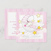 Roze Maan Baby Shower Kaart (Voorkant / Achterkant)