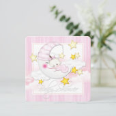Roze Maan Baby Shower Kaart (Staand voorkant)