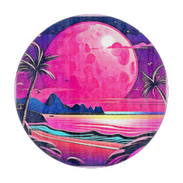 Roze Maan Beachscape Art Snijplank