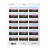 Roze maan boven Saguaro bij zonsopgang Etiket (Full Sheet)
