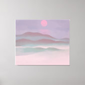 Roze maan boven water canvas afdruk (Voorkant)