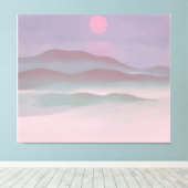 Roze maan boven water canvas afdruk (Insitu (Houten vloer))