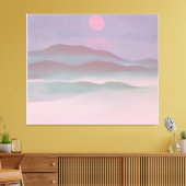 Roze maan boven water canvas afdruk (Insitu (Woonkamer))