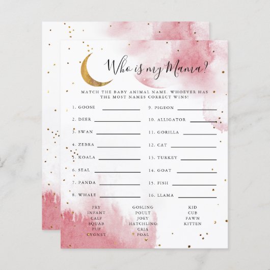 Roze maan die mijn Baby shower-spel is (Voorkant / Achterkant)