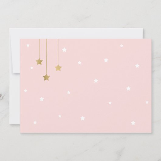 Roze maan en Stars Baby shower Uitnodiging (Achterkant)