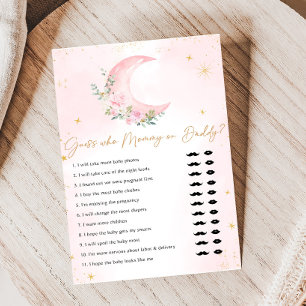 Roze Maan en Sterren Baby Shower Raad Wie Game