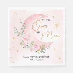 Roze Maan en Sterren Baby Shower Servet