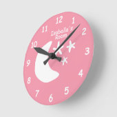 Roze maan en sterren kinder slaapkamer, aangepast ronde klok (Hoek)